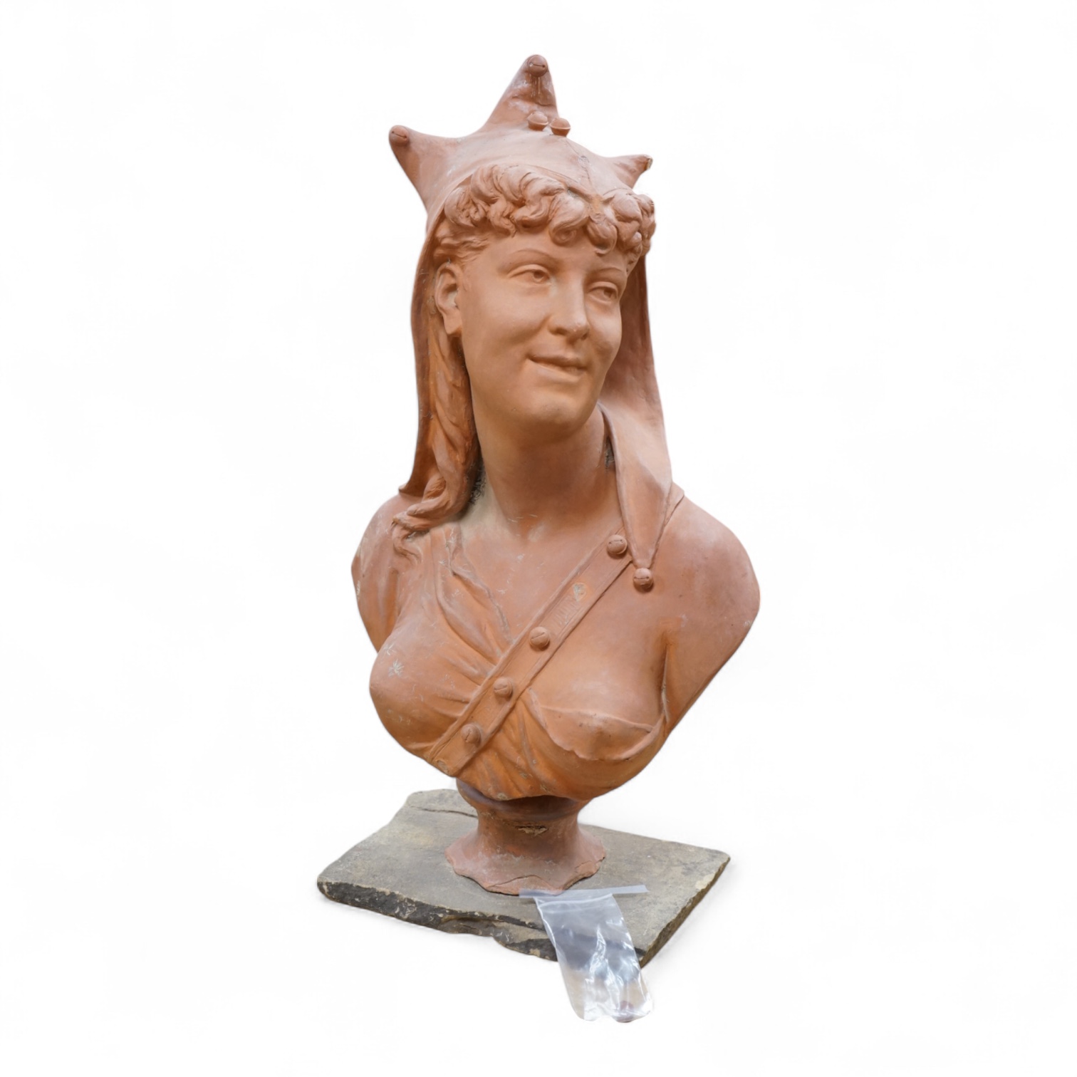 A 19th century French terracotta figure of Mathurine de Vallois, 60cm